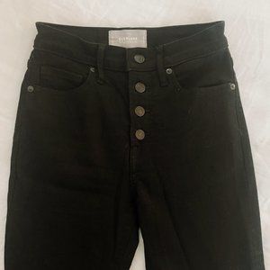 EVERLANE High-Rise Skinny Button Black Jeans